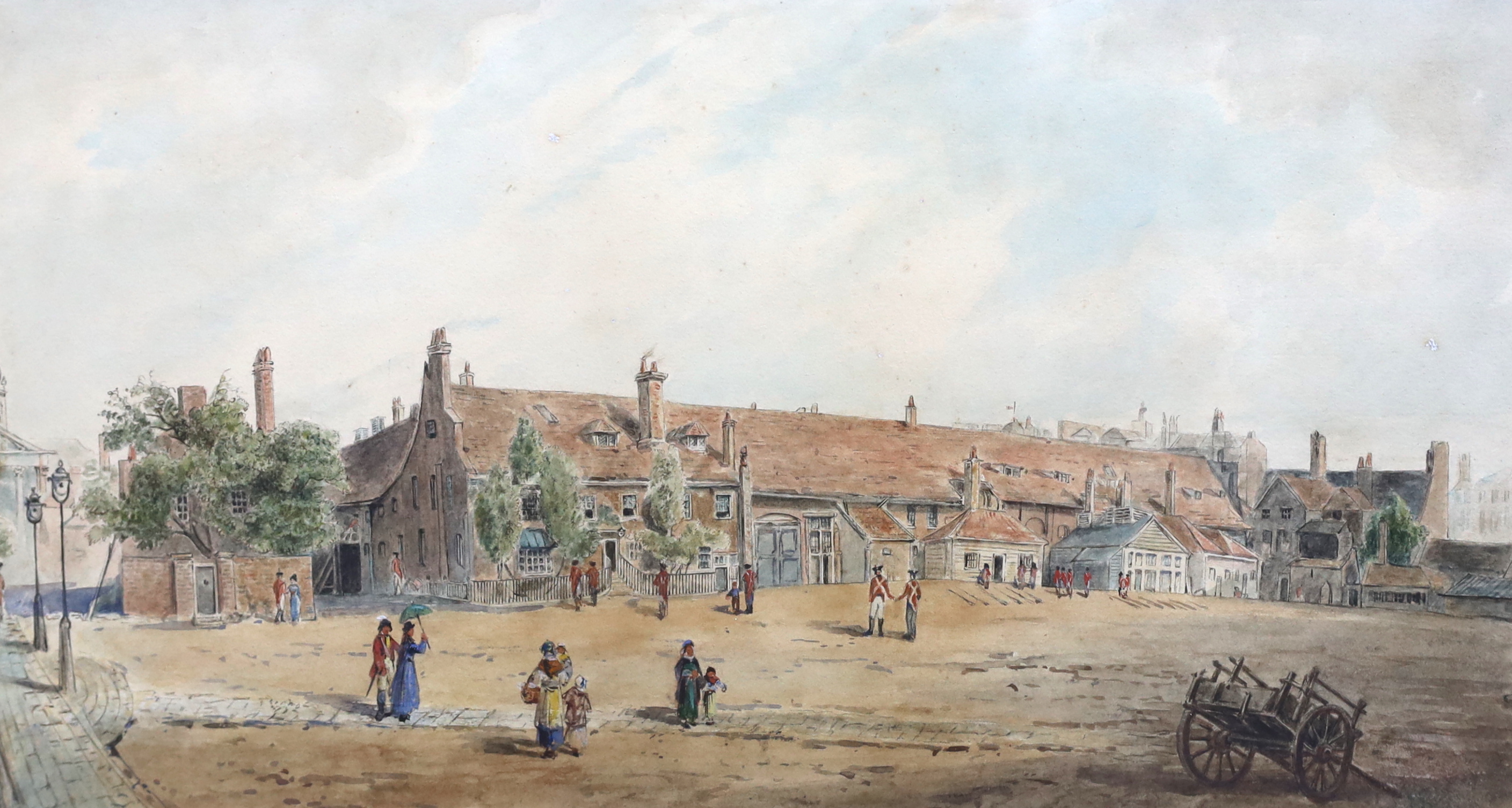 William Henry Hunt (British, 1790-1864), 'The King’s Mews, now Trafalgar Square', watercolour on paper, 20.5 x 37.5cm
